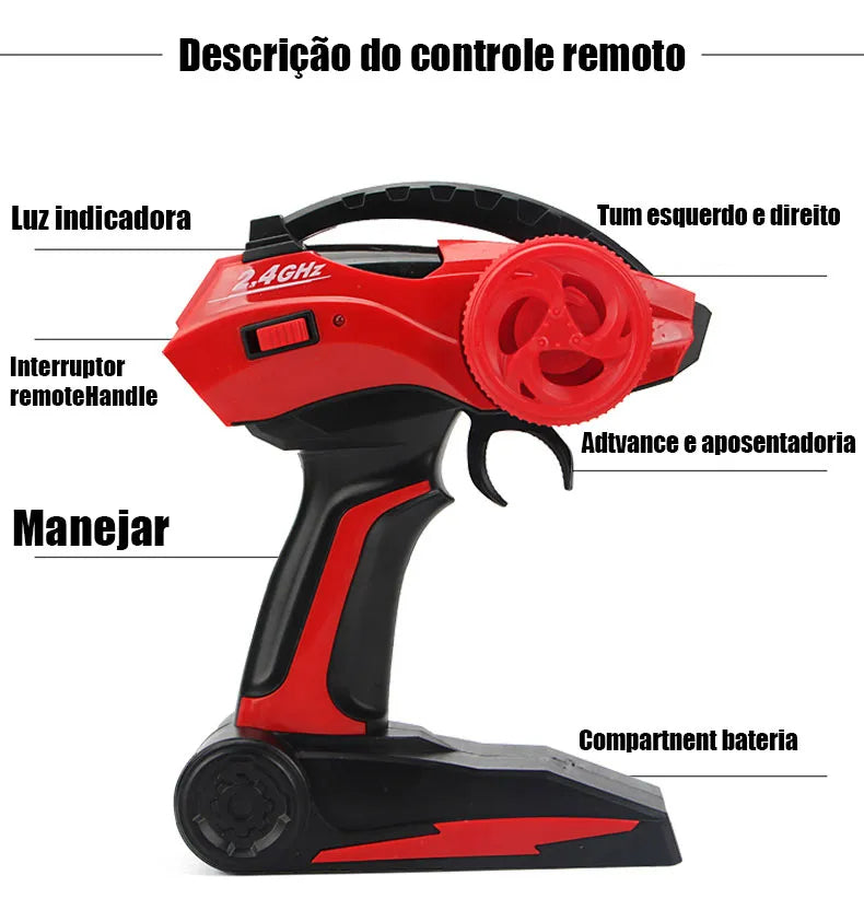 Carro RC 4WD com Luzes LED - Controle Remoto 2.4G, Off-Road, Escala 1:12/1:16