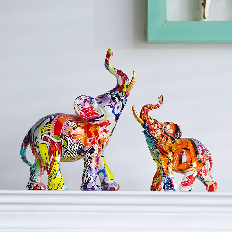 Estátuas de Elefante em Resina com Pintura Artística: Um Toque Moderno e Elegante para Seu Ambiente