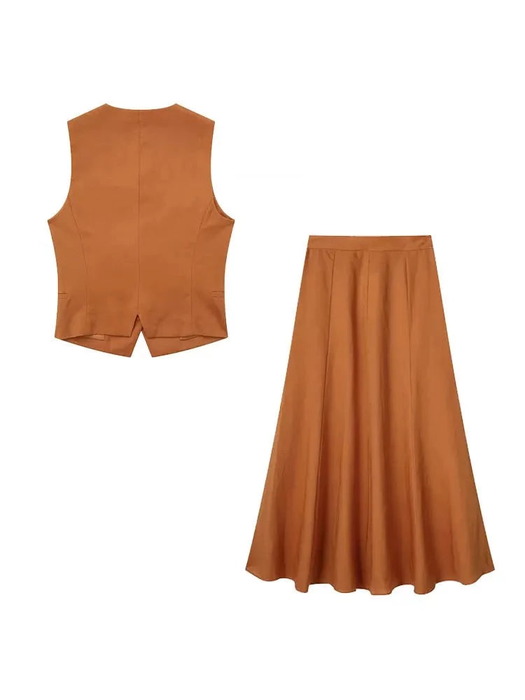 Conjunto de Saia Plissada e Top Cropped de Linho: Elegância e Frescor para o Verão