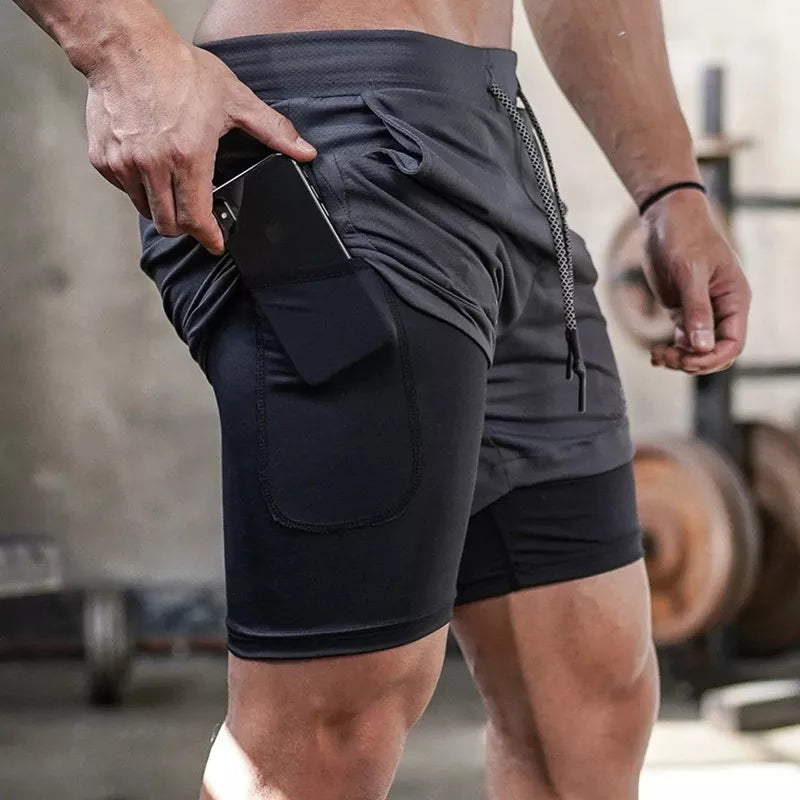 Shorts de Corrida Camuflados Masculinos 2 em 1